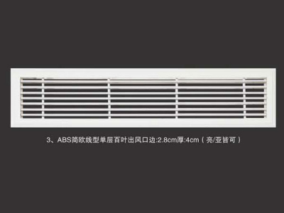 ABS简欧线型单层百叶出风口边2.8cm厚4cm(亮亚皆可)